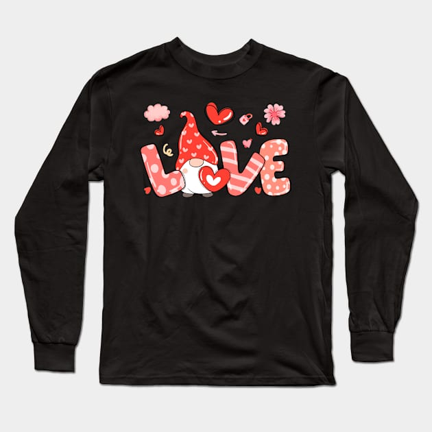 Gnome Love Valentine Day Long Sleeve T-Shirt by Hensen V parkes